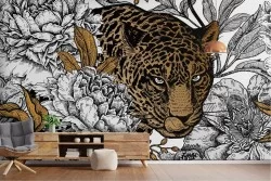 Carta da Parati animali Astratta Fiori Vintage