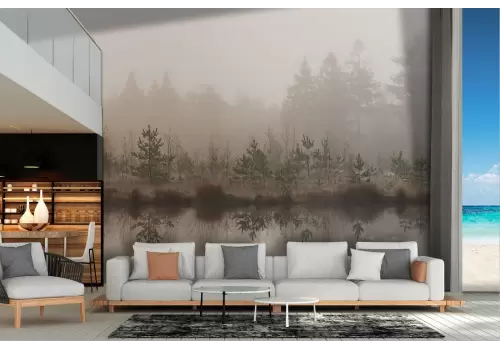 Carta da Parati paesaggio lago nel bosco