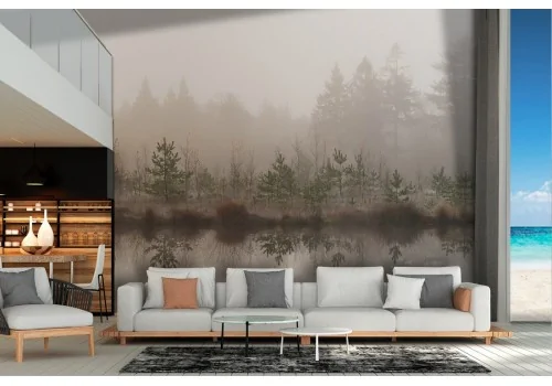 Carta da Parati paesaggio lago nel bosco