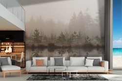 Wallpaper landscape lake in the forest