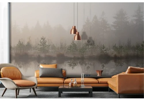 Carta da Parati paesaggio lago nel bosco 2