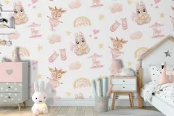 Carta da Parati animali ballerine decorazione bambini.