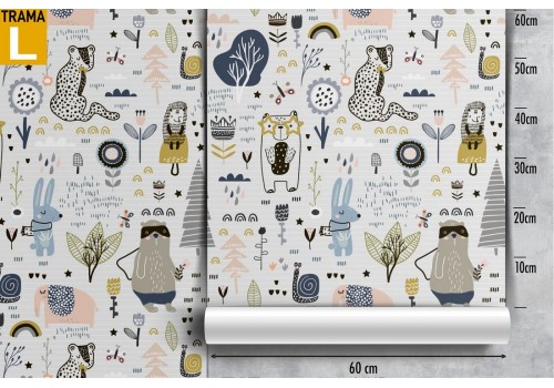 Wallpaper of stylized forest animals for children. 2