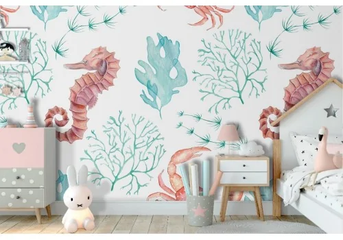 Marine animals pattern children's wallpaper.102