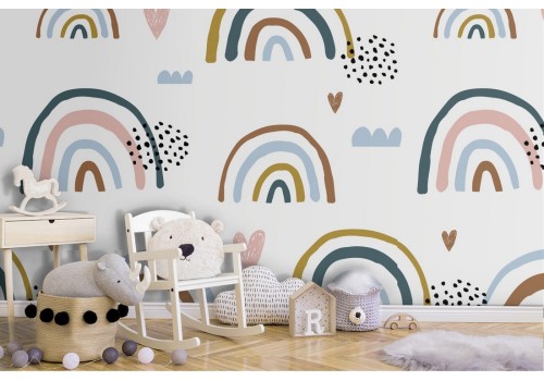 Rainbow wallpaper children's decoration.