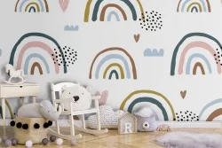 Rainbow wallpaper children's decoration.
