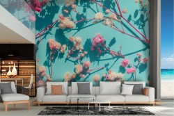 3D effect nature flowers wallpaper