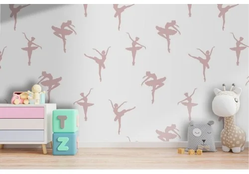 Stylized ballerina wallpaper children's decoration.105