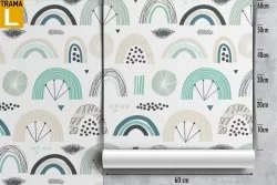 Stylized rainbow children's wallpaper.