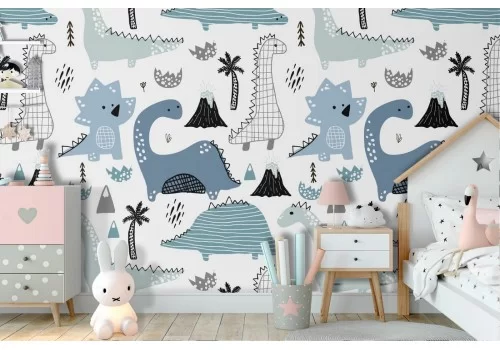 Carta da Parati bambini dinosauri decorazione.