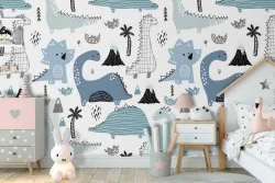 Dinosaur children's wallpaper decoration.