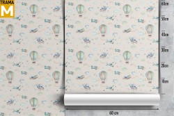 Wallpaper Decorations and Patterns Airplanes Rockets Hot Air Balloons