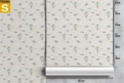 Children's Wallpaper Decorations and Patterns Rockets Airplanes Hot Air Balloons
