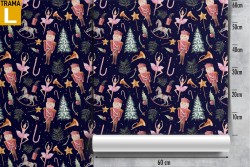 Children's wallpaper with nutcracker and ballerina characters.