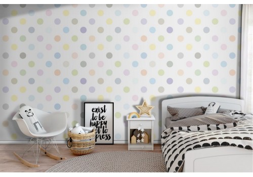 Polka dot children's pattern wallpaper decoration.