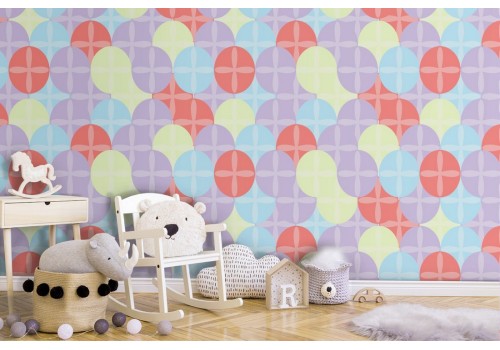 Polka dot wallpaper decoration for children.