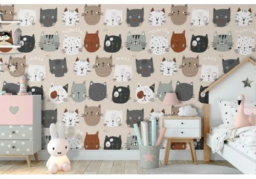 Carta da Parati decorazione bambini animali stilizzati.