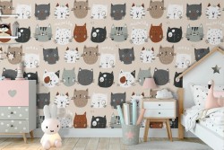 Wallpaper decoration children stylized animals.