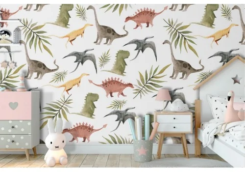 Dinosaur-themed children's wallpaper decoration.132