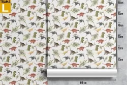 Carta da Parati decorazione bambini dinosauri.