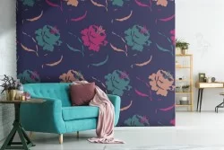 Carta da Parati decorazione fiori astratti.