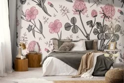 Wallpaper decoration red roses flowers.