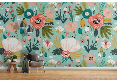 Carta da Parati decorazione fiori vintage.