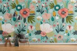 Vintage flower wallpaper decoration.