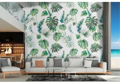 Carta da Parati decorazione foglie tropicali natura.