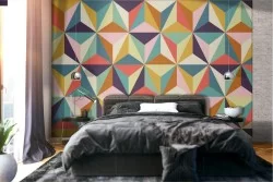 1970s geometric wallpaper decoration.
