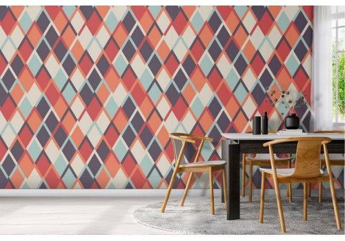 1970s geometric wallpaper decoration.