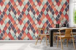 1970s geometric wallpaper decoration.