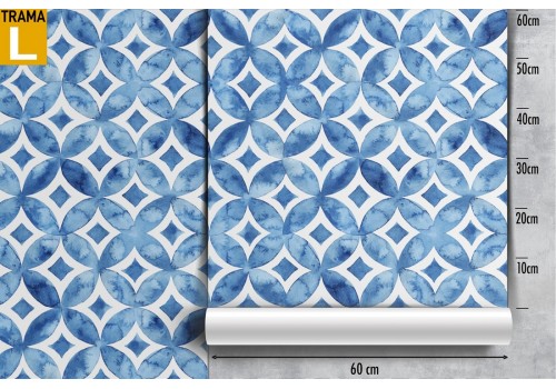 Vintage blue geometric wallpaper decoration. 2