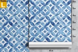 Carta da Parati decorazione geometrica blu vintage.