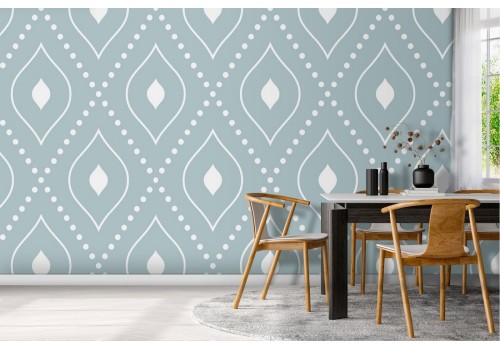 Blue vintage geometric wallpaper decoration.
