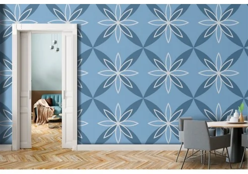 Vintage geometric wallpaper decoration in light blue.157
