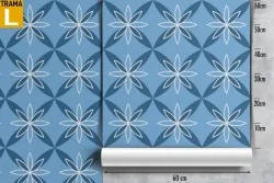 Vintage geometric decoration wallpaper in light blue.
