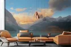 Wallpaper landscape lake among mountains nature forest