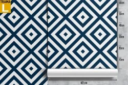 Blue vintage geometric wallpaper decoration.