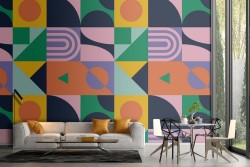 Carta da Parati decorazione geometrica vintage.