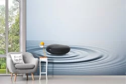 Wallpaper stone on lake modern zen design