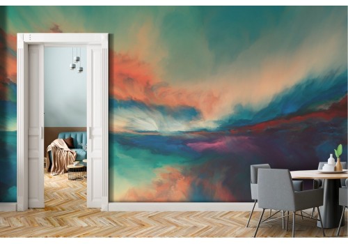 Wallpaper painted sky landscape clouds
