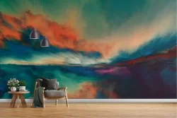 Wallpaper painted sky landscape clouds