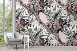 Wallpaper decoration nature stylized leaves.