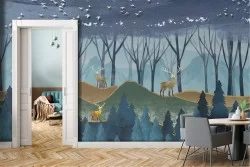 Stylized Nature Wallpaper Forest and Trees Animals