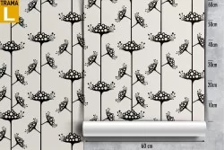 Carta da Parati decorazione vintage fiori stilizzati.