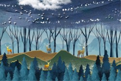 Carta da Parati Design e Stili Flora e Fauna Paesaggi e Natura Foreste e Alberi animali Natura Stilizzata