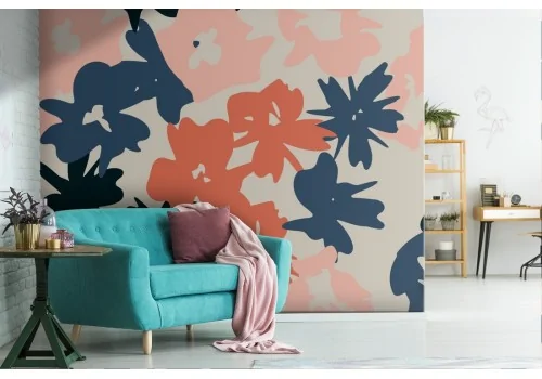 Carta da Parati fiori astratti natura moderna.