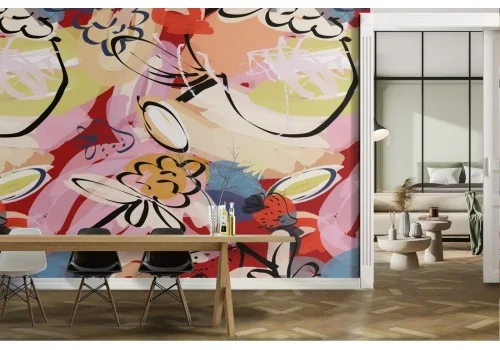 Carta da Parati fiori astratti natura moderna.