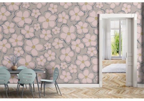 Abstract flowers modern nature wallpaper.